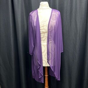 Catherines Lavender Sheer Open-Front Duster